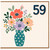 59th Birthday Card, Floral Vase Design
