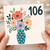 106th Birthday Card, Floral Vase Design