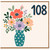 108th Birthday Card, Floral Vase Design