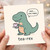 Tea-Rex Dinosaur Pun Birthday Card - Cute T-Rex with a Cuppa - Funny Tea Lover Greeting, Blank Inside with Envelope