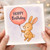 Hoppy Birthday Bunny Balloon Card - Cute Rabbit Pun Birthday Greeting Card for Kids & Adults with Envelope