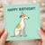 Happy Birthday Card - Cute Whippet Dog with Party Hat - Dog Lover Greeting - Blank Inside - For Him, Her, Friends or Family