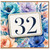 32nd Birthday Card, Floral Watercolour Age 32 Card