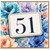 51st Birthday Card, Floral Watercolour Age 51 Card