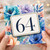 64th Birthday Card, Floral Watercolour Design