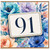 91st Birthday Card, Floral Watercolour Number 91 Card