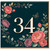 34th Birthday Card, Floral Number 34 Birthday Card