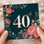 40th Birthday Card, Floral Wreath Design