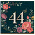 44th Birthday Card, Floral Number 44 Card