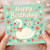 Happy Birthday Card - Cute Swan with Bow, Flowers and Hearts - Pastel Teal Animal Illustration Birthday Greeting Card