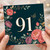 91st Birthday Card, Floral Butterfly Number 91 Card