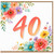 40th Birthday Card, Floral Watercolour Design