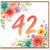 42nd Birthday Card, Floral Watercolour Number 42 Card