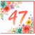 47th Birthday Card, Floral Watercolour Number 47 Card