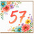 57th Birthday Card, Floral Watercolour Number 57 Card