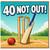 40th Birthday Card, 40 Not Out Cricket Card