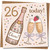 26th Birthday Card - Cheers Champagne Bottle and Glasses Design - 145mm x 145mm Square - '26 Today!' Celebration Card, Includes Kraft Envelope