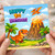 1st Birthday Card - Cute Dinosaur Volcano Design - Happy 1st Birthday - Colourful T-Rex and Pterodactyl Kids Card for 1 Year Old