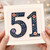 51st Birthday Card, Floral Number 51 Card