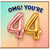 44th Birthday Card, OMG! You’re 4 Balloons Design