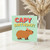 Capybara Birthday Card - 'Capy Birthday' Pun, Cute Funny Animal Greeting Card for Friends and Family