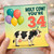 34th Birthday Card, Funny Cow and Balloons Holy Cow You're 34