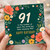 91st Birthday Card, Floral Happy Birthday Card for Age 91