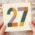 27th Birthday Card, Retro Patchwork Number 27 Card