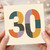30th Birthday Card, Retro Geometric Number 30 Card