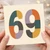 69th Birthday Card, Retro Patterned Number 69 Card