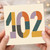 102nd Birthday Card, Retro Patchwork Number 102 Greeting Card