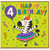 4th Birthday Card, Fun Zebra Party Card