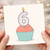6th Birthday Card, Cupcake Candle Design