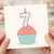 7th Birthday Card, Cute Cupcake and Number 7 Candle Design