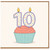 10th Birthday Card, Birthday Cupcake Candle Design
