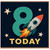 8th Birthday Card, Space Rocket Today Design