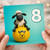8th Birthday Card, Cute Sheep on Yellow Bouncy Ball