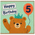 5th Birthday Card, Cute Teddy Bear Happy Birthday Card