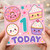 1st Birthday Card, Cute Kawaii Sweets and Cakes Today