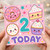 2nd Birthday Card, Cute Today Birthday Card with Sweet Treat Characters