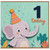 1st Birthday Card, Elephant 1 Today Card