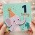 1st Birthday Card, Elephant 1 Today Card