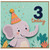 3rd Birthday Card, Cute Elephant 3 Today Card