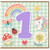 1st Birthday Card, Cute Unicorn Rainbow and Birthday Characters