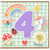 4th Birthday Card, Cute Unicorn Rainbow Birthday Card