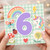 6th Birthday Card, Cute Unicorn Rainbow Birthday Card