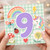 9th Birthday Card, Cute Unicorn Rainbow Design
