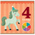 4th Birthday Card, Cute Unicorn Birthday Card