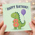 8th Birthday Card, Cute Dinosaur Happy Birthday Card
