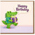 Happy Birthday Crocodile Card - Cute Alligator with Present, Speech Bubble Design - Fun Kids Birthday Greeting Card